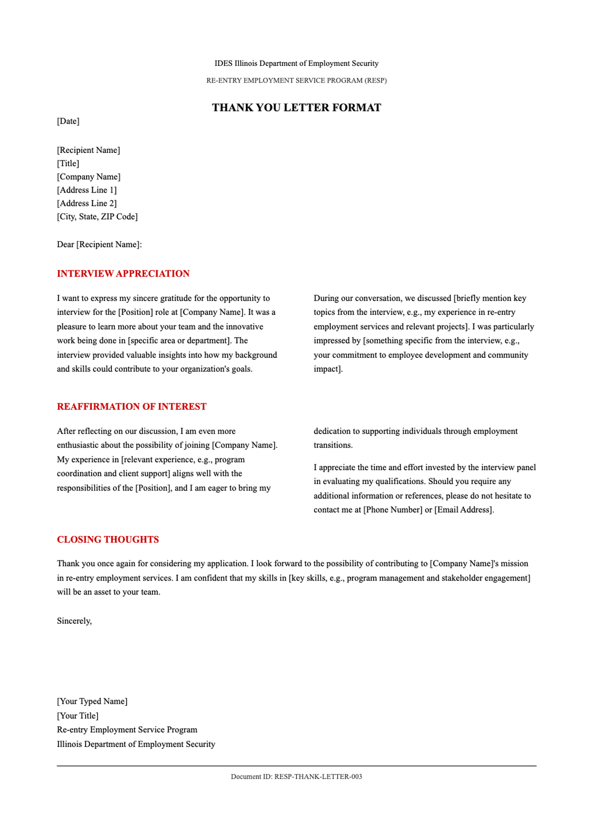 Re Entry Employment Service Program thank you letter template_variant_3